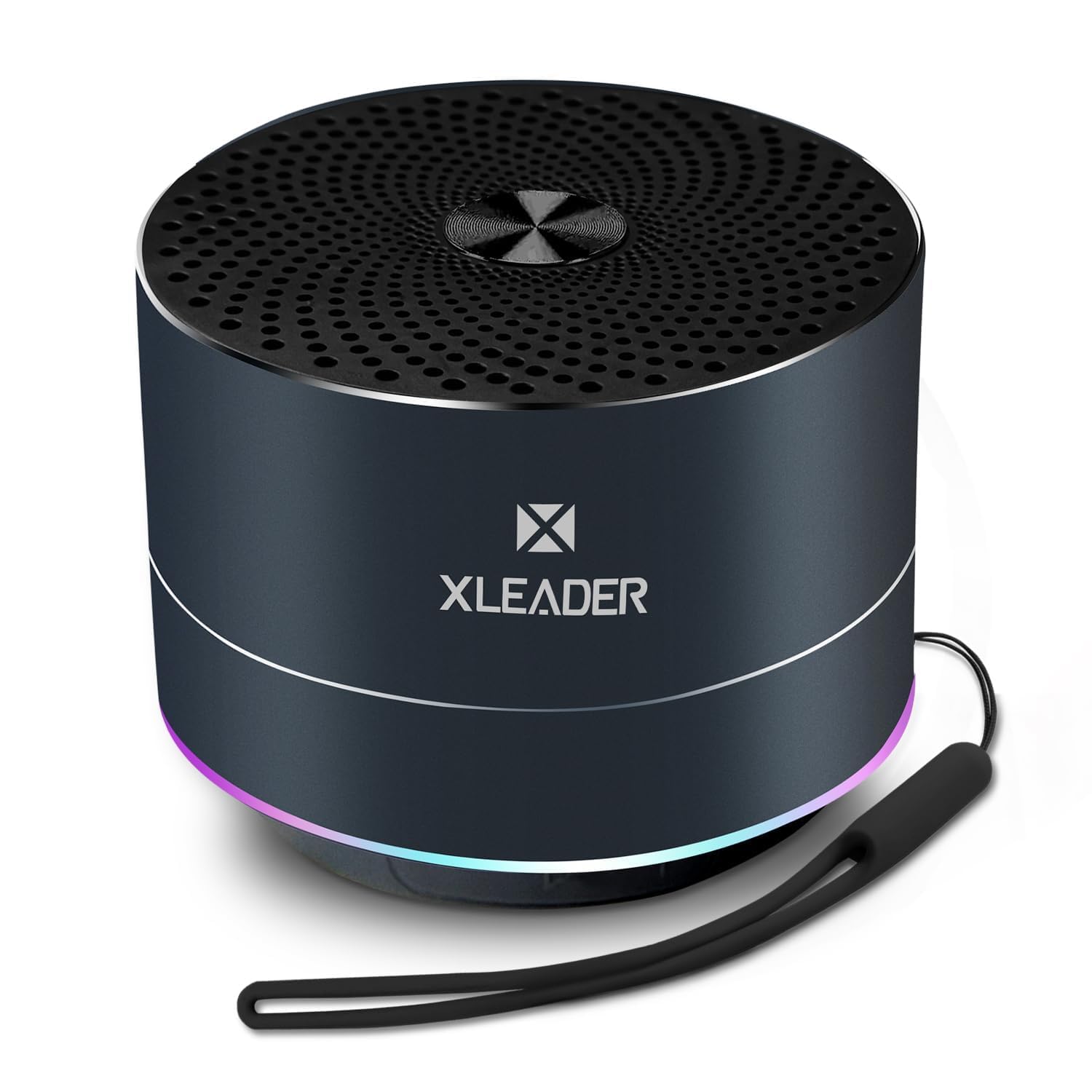 Xleader Bluetooth Speaker, Small Portable Wireless, IPX7 Waterproof, 5W Clear Sound&Rich Bass, 12h Playtime, with RGB Lights, Mic, Silicone Lanyard, Suction Cup, for Office Bathroom Laptop Computer