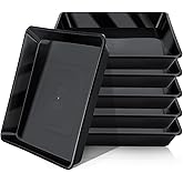 GREANER 6 Packs Square Plant Saucer, Plant Water Dray Tray, Durable Thick Plant Pot Dish for Flower Pot, Plastic Plant Tray to Catch Water for Indoor Outdoor(10 Inch, Black)