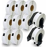 BETCKEY - Compatible Multi-Purpose Address Labels Replacement for Brother DK-1204 (0.66" x 2.1"), Use with Brother QL Label Printers [10 Rolls + 2 Reusable Cartridge]