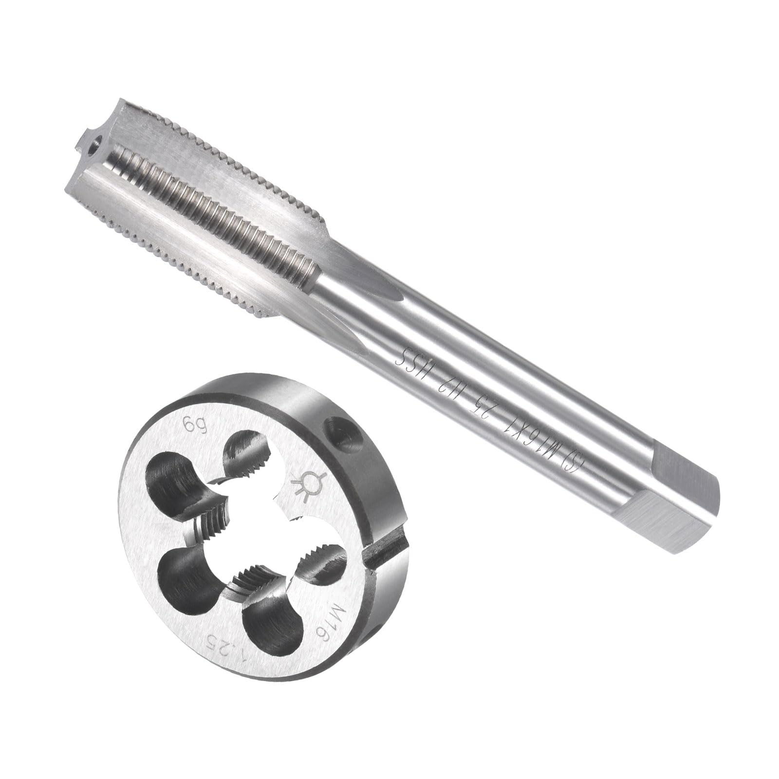 CoCud Tap and Die Set, M16 x 1.25 Thread, Metric High-Speed Steel Machine Screw Tap & Round Die Tool Kit - (Applications: for Threading Tapping Repairing), 1-Set