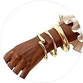 Chunky Gold Bangle Bracelets for Women Dainty Gold Plated Big Stackable Bangles Set Trendy Statement Cuff Bracelet Stack Fashion Jewelry Gift