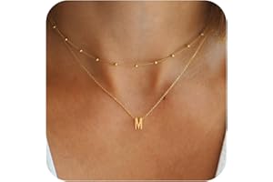 BAYLAY Initial Necklaces for Women - Dainty 18K Gold Filled Layered Initial Necklace Tiny A-Z Pendant Choker Necklace Trendy Cute Initial Letter Necklace Gold Jewelry Necklace for Women
