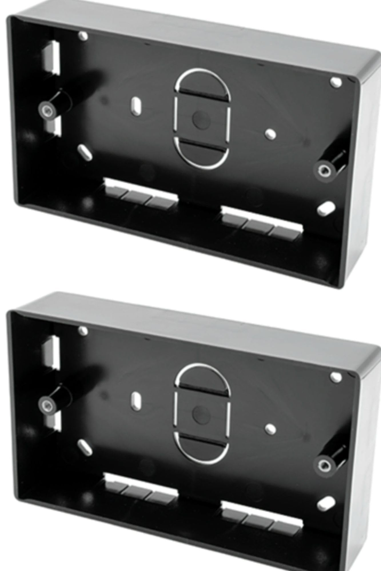 Surface Mounted Electrical pattress Box, Double Installation, Black 2 Gang (2 PACK)