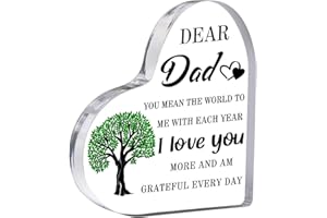 Feeldeal Gifts for Dad from Daughter Son Wife, 3.9x3.9 Inch Acrylic Heart Plaque Paperweights, Ideas for Birthday, Christmas or Father’s Day 2025