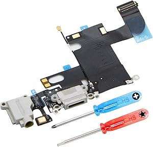 MMOBIEL Dock Connector Replacement Compatible with iPhone 6 Plus (Black/Space Grey) Charging Port Flex incl Screwdriver