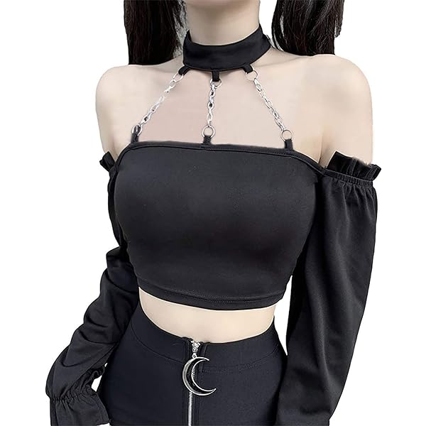 トップス yo biotop Choker Long Sleeve Top Crop top with long sleeve | GATE
