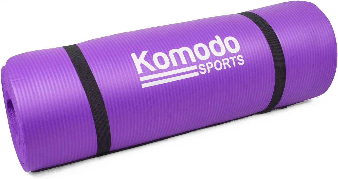 KOMODO Yoga Mat - 15mm Thick Roll Up Exercise Workout Mats for Gym Physio and Pilates