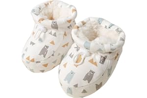 Uanqfegy Warm Fleece-Lined Baby Booties, Soft Winter Shoes with Adjustable Elastic Straps for Newborns