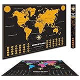 Travel Scratchable World Map Size 50 x 72cm Added Bonus Traveller's Adventure maps Easy to Scratch Best Personalised Gift