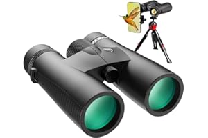 THREE TRIPING 10x42 HD Binoculars for Adults High Powered with Phone Adapter, Tripod and Tripod Adapter, IPX7 Waterproof Binoculars with Clear Low Light Vision, Binoculars for Bird Watching Cruise Ship Travel