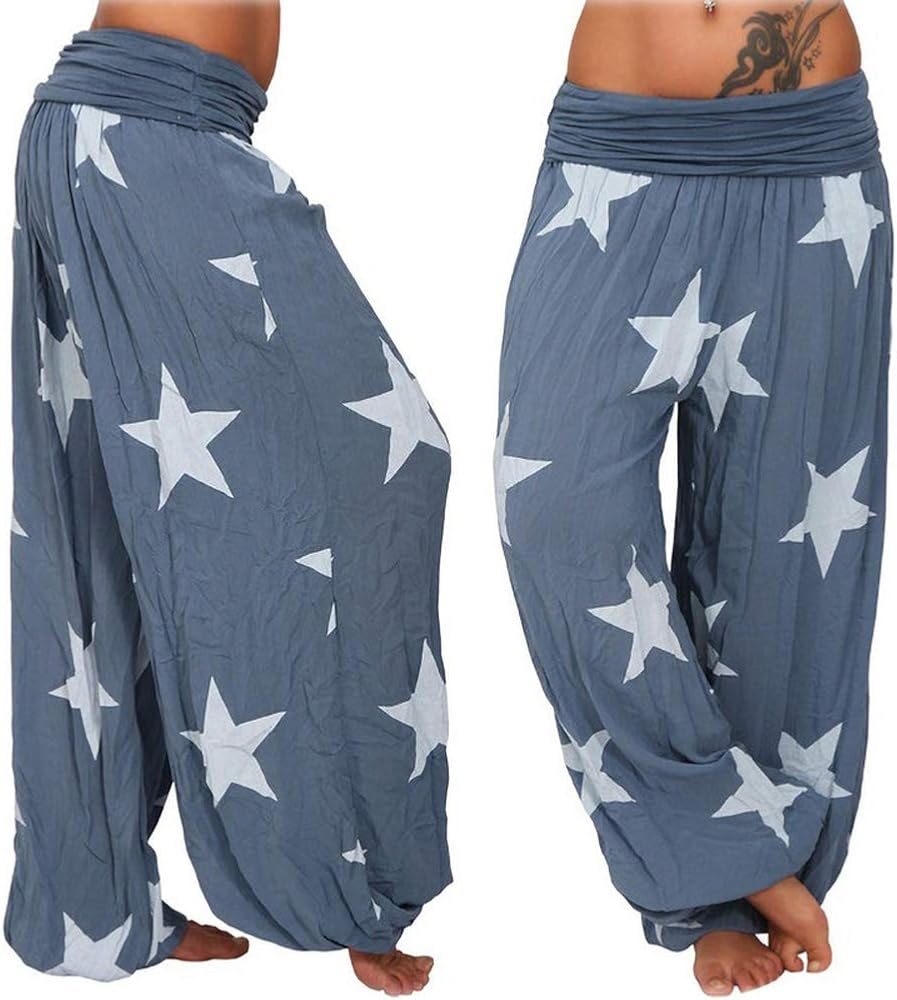 Orandesigne Mujer Pantalones Bombachos Baggy Aladin Boyfriend