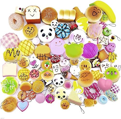 30Pcs Cute Mini Soft Random Squishies Soft Foods Cake Toy Squishy Charms Straps