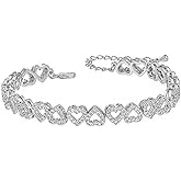 KNITUKL Gold Bracelets for Women Silver Clustered Tennis Bracelet for Women Heart Diamond Cuban Bracelet Fashion Jewelry for Women