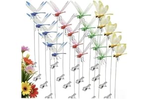 TCAIRZL 20 Pcs Clip-On Dragonflies for Bugs Repellent, 3D Fake Dragonfly Garden & Outdoor Decor(20, 4 Colors)