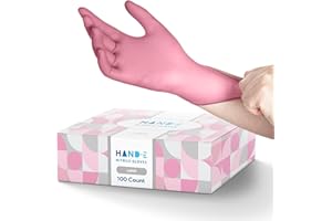 Hand-E Touch Pink Nitrile Disposable Gloves - Esthetician, Nail Tech, Hair Dye & Stylist, Cleaning Gloves
