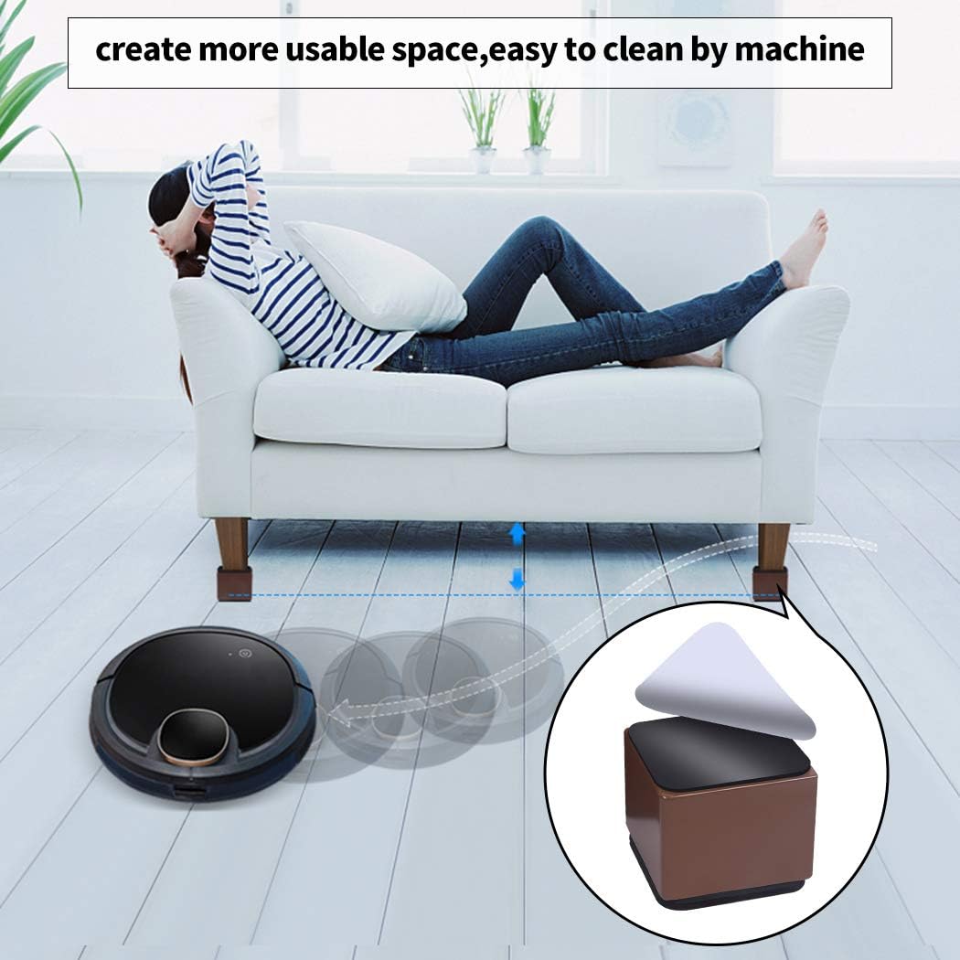 Ezprotekt Lift Furniture Risers Solid Steel Bed Risers,Adds 2" Height to Heavy Furniture or Beds Self-Adhesive Furniture Chair Table Risers Square(Set of 4) Supports 20,000 lbs (Brown): Home & Kitchen