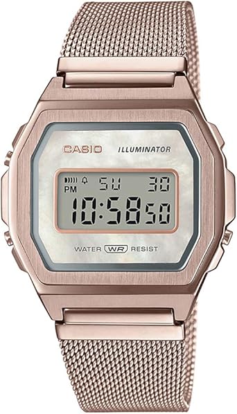 Casio Reloj para Mujer de Cuarzo con Correa en Stainless Steel A1000MCG-9EF