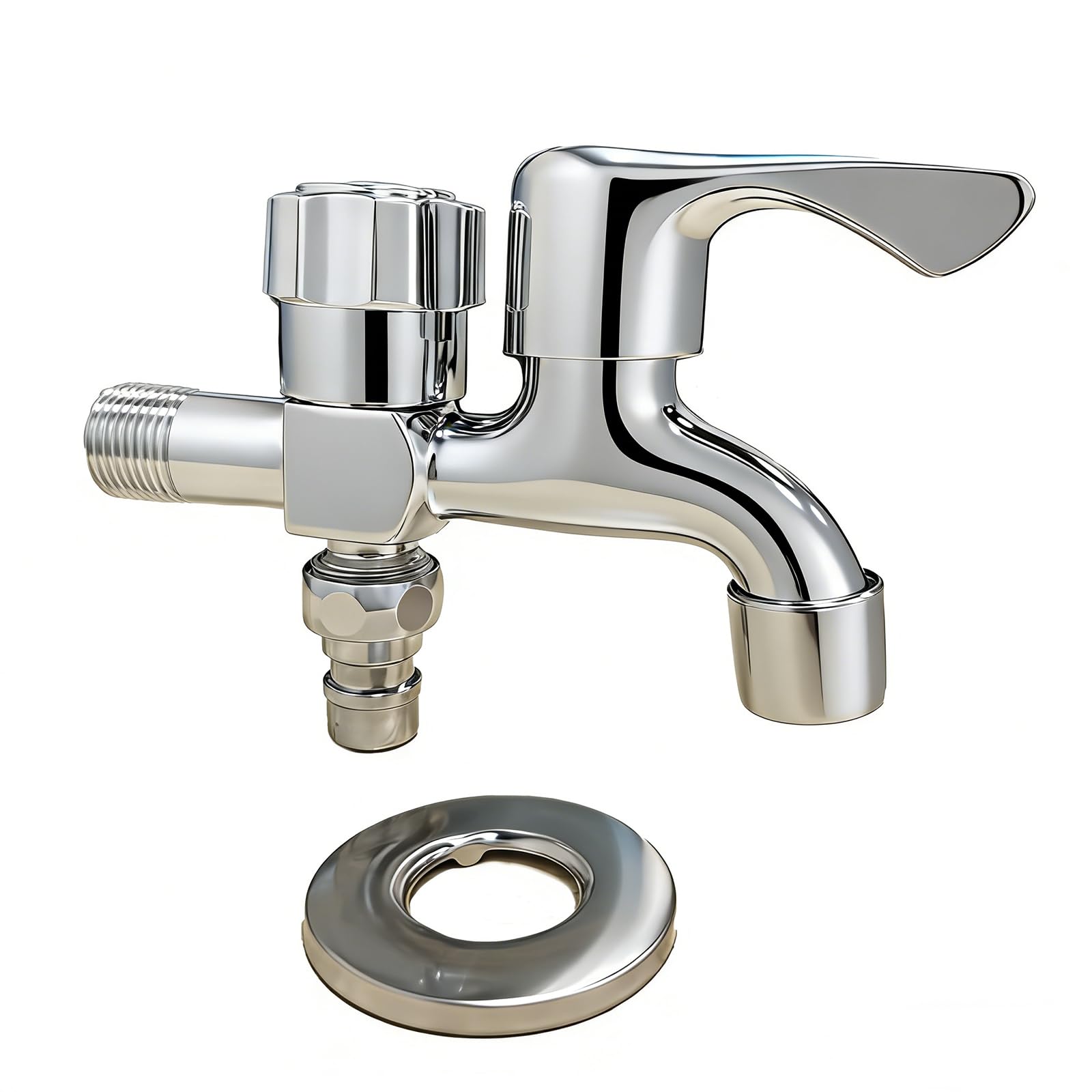 Zhioudz Double Outlet Water Tap, Brass 1/2 Inch Tap, Universal Double Outlet Tap, Double Tap with 1/2 Inch Connection, Double Ball Outlet Valve for Garden, Household and Industry