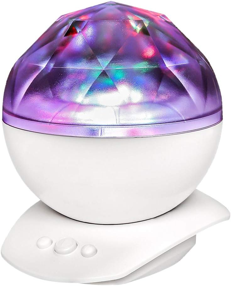NEWKBO Color Ocean Wave Projector 12 LED &7 Colors Night Light Projector, with Built-in Mini Music, Player for Living Room and Bedroom (Diamond)