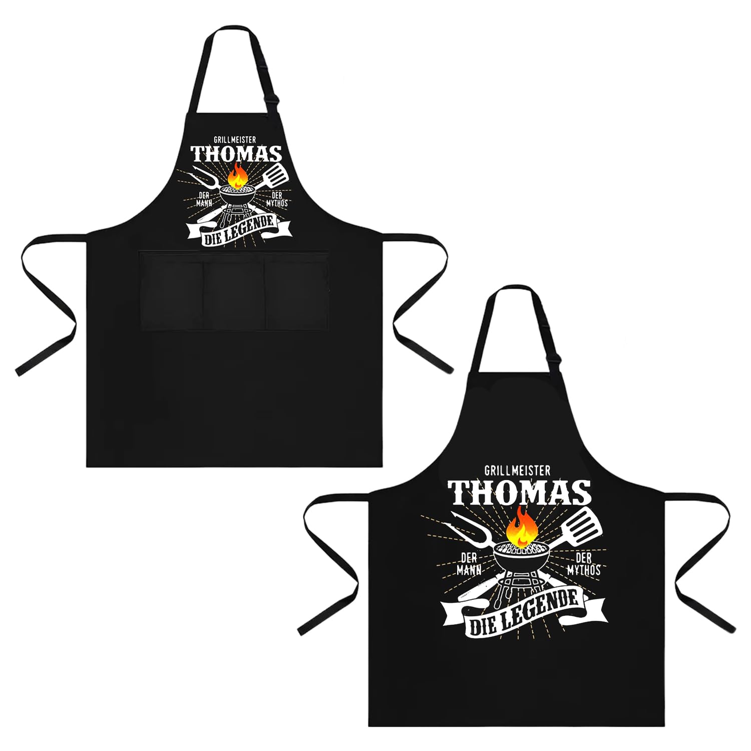 USHXVG 2 Pieces Aprons, Baking BBQ Apron, Personalized Men's Apron, Halter Neck Apron, Tie Bib for Restaurant Kitchen Garden