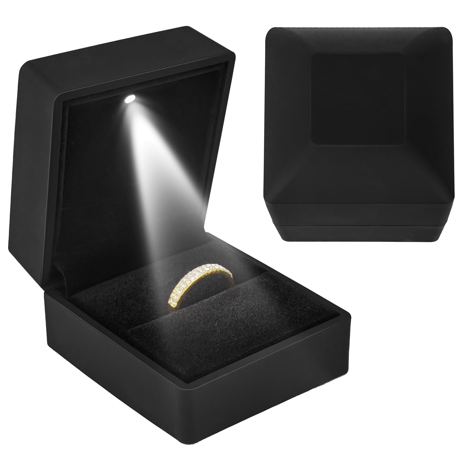 KEISIMI Luxury Ring Box with LED Light, Ring Box