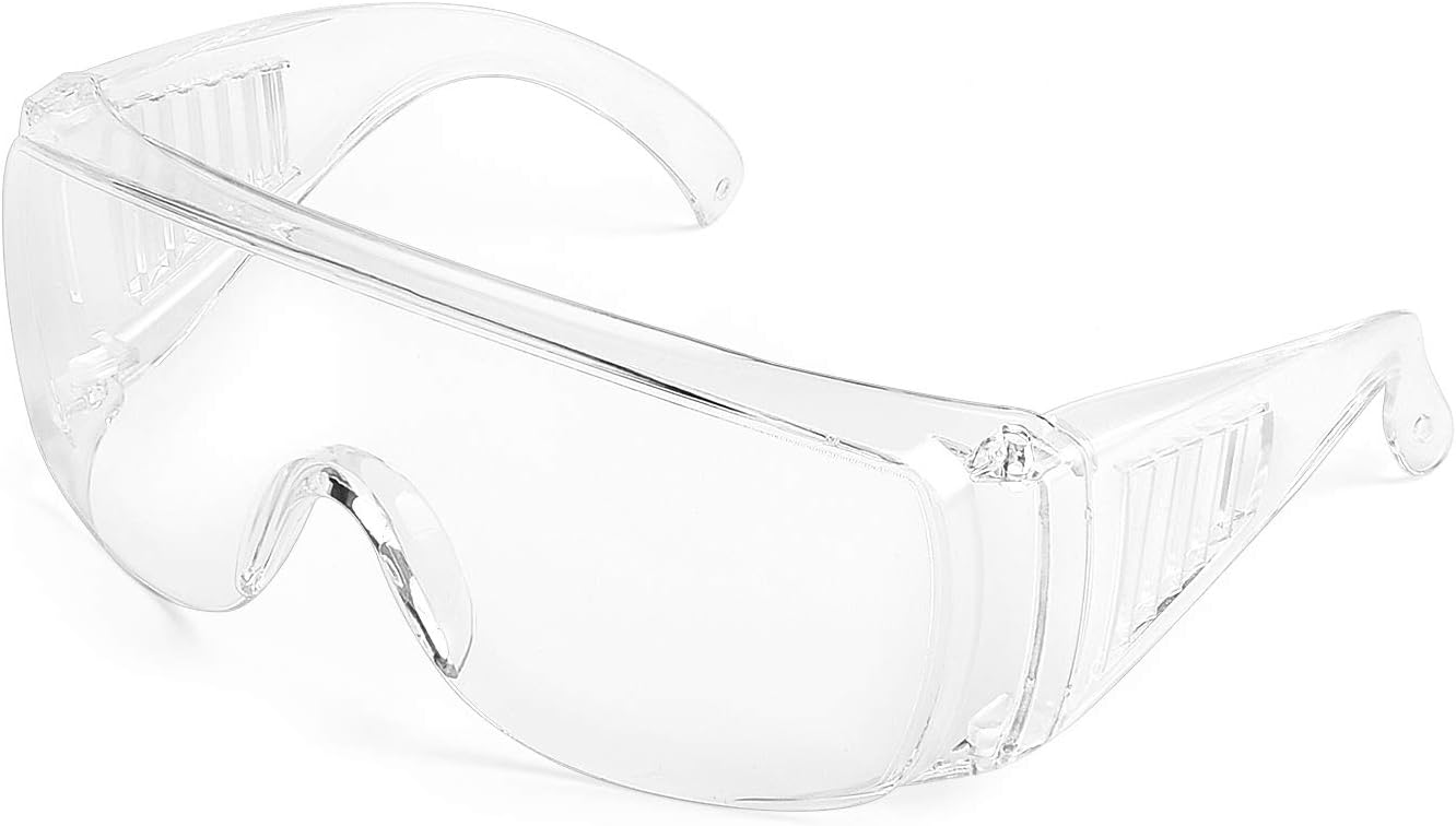 Safety Goggles Splash Resistant Lens, Over-Glasses with Soft Nose Piece, Light Weight and Comfortable to Wear