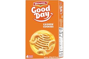 Britannia Good Day Cashew Cookies Family Pack 8.15oz (231g) - Breakfast & Tea Time Snacks - Delicious Grocery Cookies (Pack of 1)