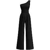 KIRUNDO One Piece Jumpsuits For Women Dressy 2026 Sleeveless One Shoulder Ribbed Wide Leg Rompers With Pockets Summer Outfits