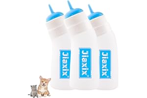 JIAXIX 3 Pack Kitten Silicone Nursing Bottle,Silicone Feeding Nipple, Reusable Newborn Supplies, Suitable for Feeding Kitten, Puppy, Rabbit, Hamster (Blue, Medium)