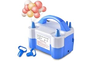 YIKEDA Electric Air Balloon Pump, Portable Dual Nozzle Electric Balloon Inflator/Blower for Party Decoration,Used to Quickly Fill Balloons - 110V 600W [Blue]