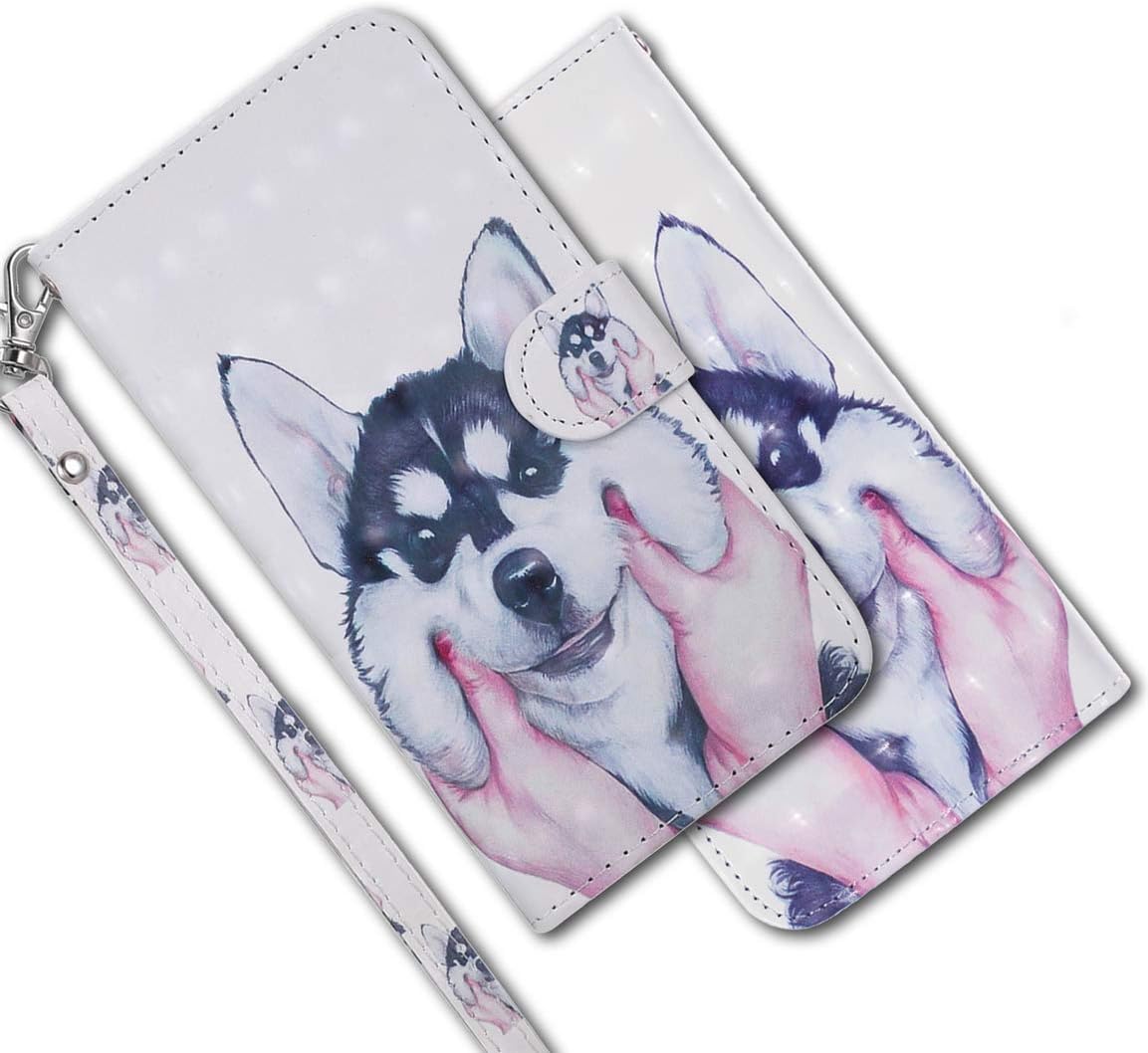 MRSTER Xiaomi Redmi 5 Plus Case Wallet Premium PU Leather Cover 3D Creative Painted Design Full-Body Protective Skin Cover Shockproof Folio Flip Case for Xiaomi Redmi 5 Plus. RX 3D - Husky