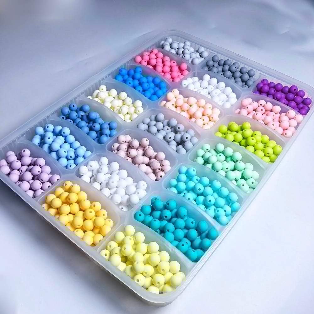 Esther 100 Pcs 10MM/12MM/15MM Silicone Loose Bead (NO Box) (12MM)