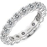 AINUOSHI Eternity Ring, 925 Sterling Silver Ring for Women, Emerald/Oval/Radiant/Round/Cushion Cut Cubic Zirconia CZ Fine Ring, Eternity Engagement Wedding Band Ring, Jewelry Box Packed
