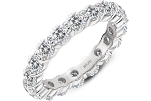 AINUOSHI Eternity Ring, 925 Sterling Silver Ring for Women, Emerald/Oval/Radiant/Round/Cushion Cut Cubic Zirconia CZ Fine Ring, Eternity Engagement Wedding Band Ring, Jewelry Box Packed