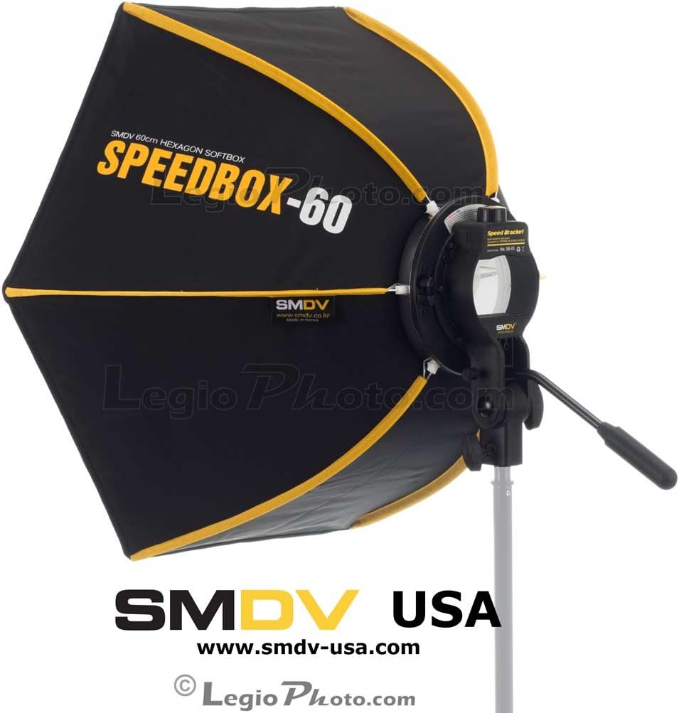 SMDV DIFF60 SPEEDBOX-S60 - Professional 24-Inch (60cm) Rigid Quick Folding Hexagonal Softbox for Speedlight Speedlite Flash