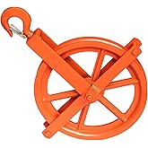 Industrial Grade Heavy-Duty Fixed Pulley Block, Orange Lifting Sheave with Safety Hook for Rigging, Construction, and Warehouse Material Handling Applications