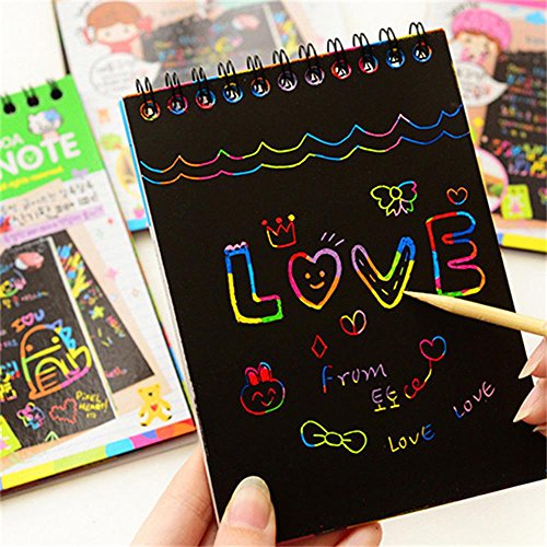 WYBS Kids Rainbow Colorful Scratch Art Kit Magic Drawing Painting Paper Notebook Gift - Thumbnail 7