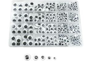 FKEYTO 450 Pieces Googly Eyes with Self-Adhesive, 5 Sizes 6mm 8mm 10mm 12mm 15mm Mixed Packaging