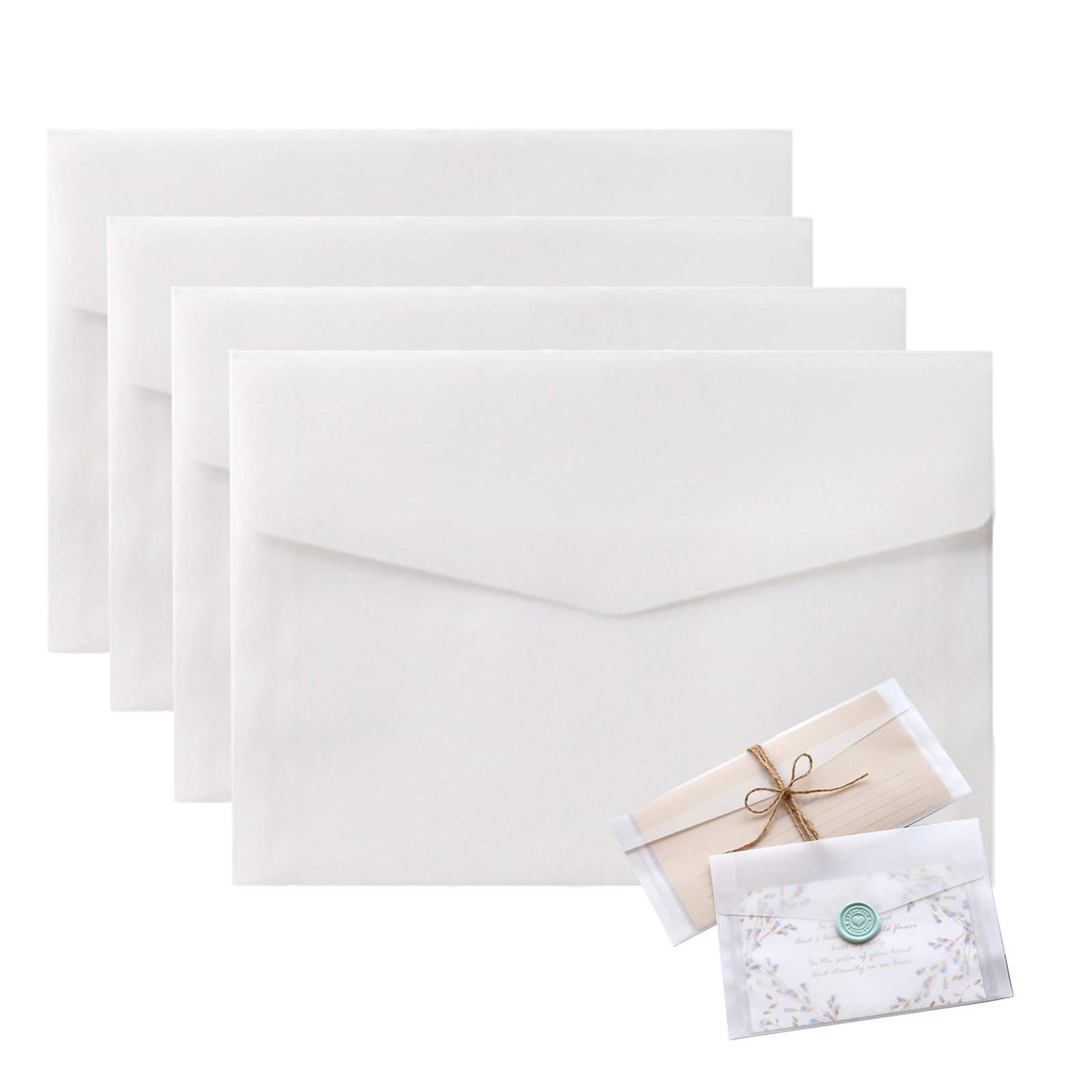 4.92x6.88 Inch Envelopes for Invitation, 50 Pack White Translucent Paper Wedding Envelopes, Gift Card Greeting Card Envelope for Party, Birthday, Postcard (White)