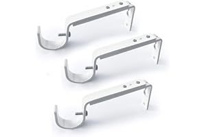 IHRDNNR Curtain Rod Holders Heavy Duty Adjustable Rod Brackets for 7/8 or 1 Inch Rods, Set of 3 (White)