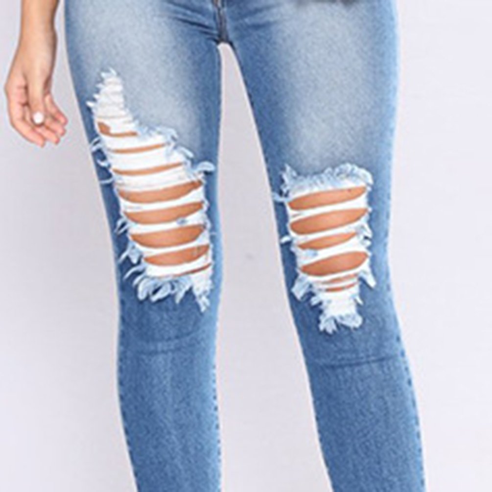 Ropa Ketamyy Mujer Casual Pantalones Lapiz Moda Jeans Rasgados