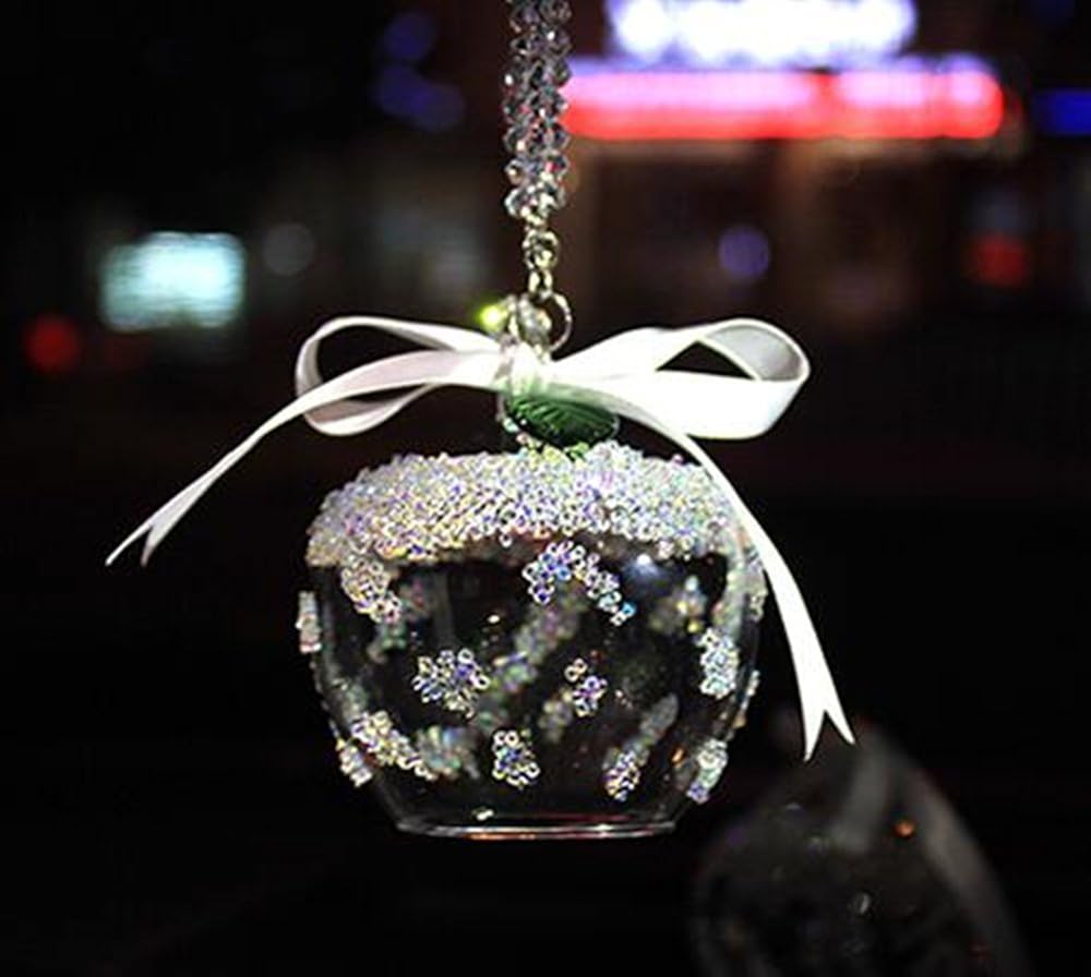 JIAMIN Car Rear View Mirror Ornament Car Pendant Swarovski Crystal Angel Crystal Ball Car Charm