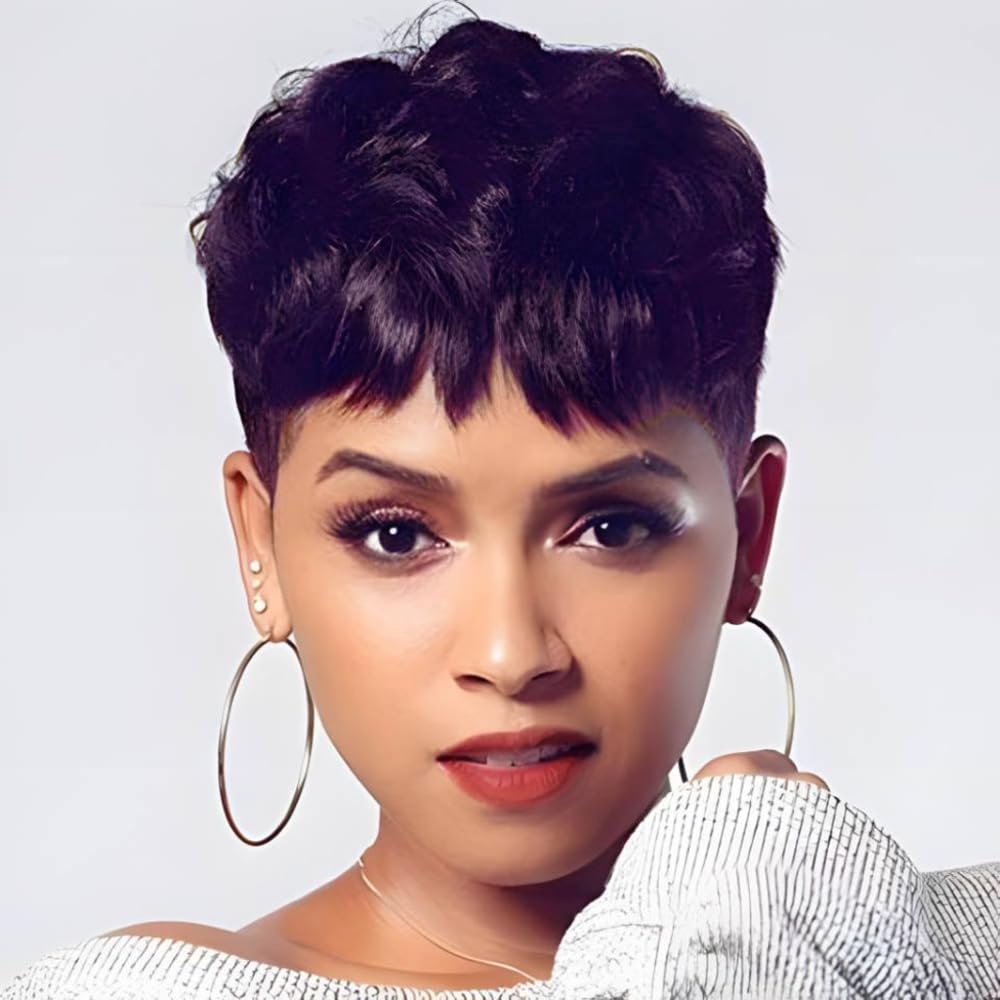 BeiSD & Beauty.Wig Short Pixie Cut Wig, Wine Red, Heat Resistant Synthetic Hair, Average Size, WIG
