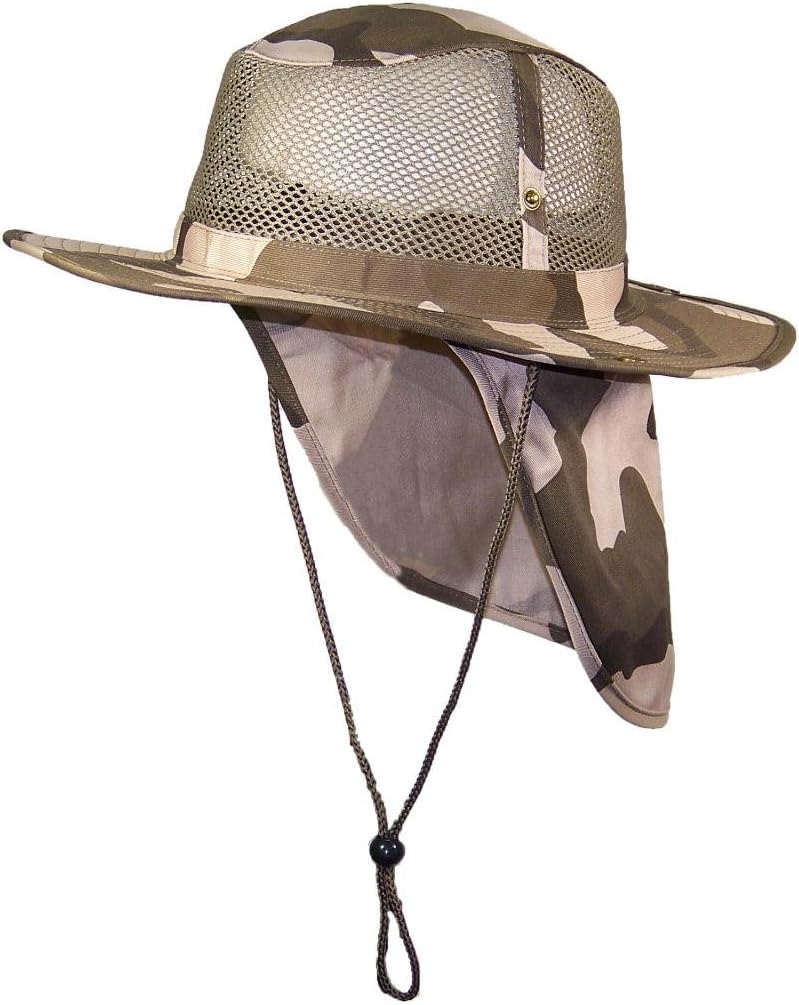 Tropic Hats Summer Wide Brim Mesh Safari/Outback W/Neck Flap & Snap Up Sides
