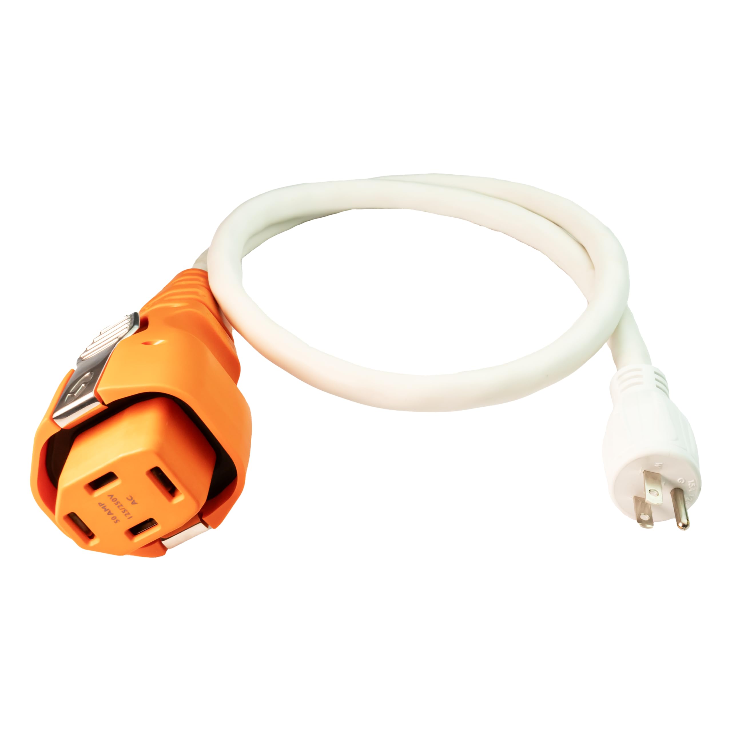 Photo 1 of SmartPlug C50044L515W 50A to 15A Female Connector – Heavy-Duty Plug Adapter for RV, Campers, Boats & Trailers – Secure Locking Connector, Weatherproof Design, and Reliable Shore Power Plug (White)