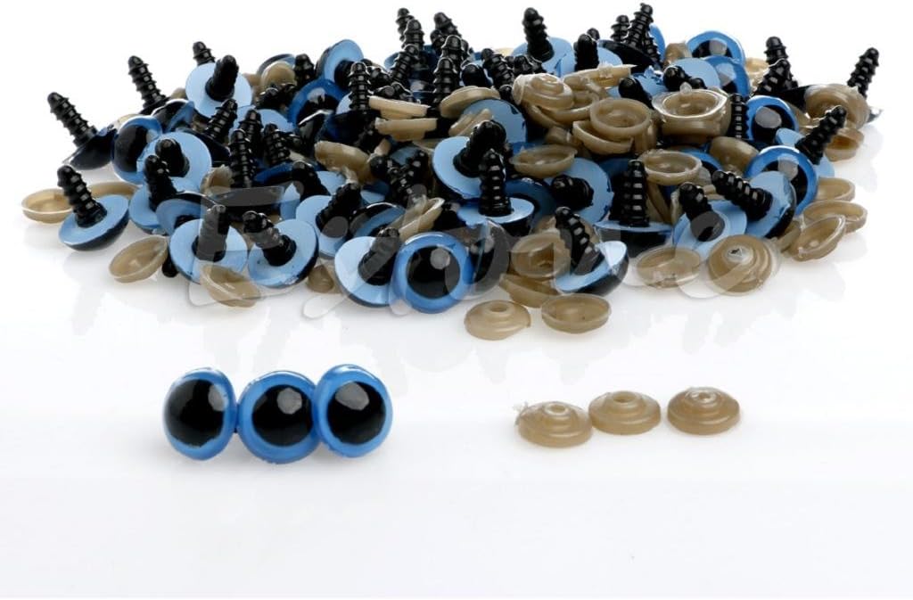 Yeahii 100pcs 12mm Plastic Safety Eyes For Teddy Bear Doll Animal Puppet Craft (Blue)