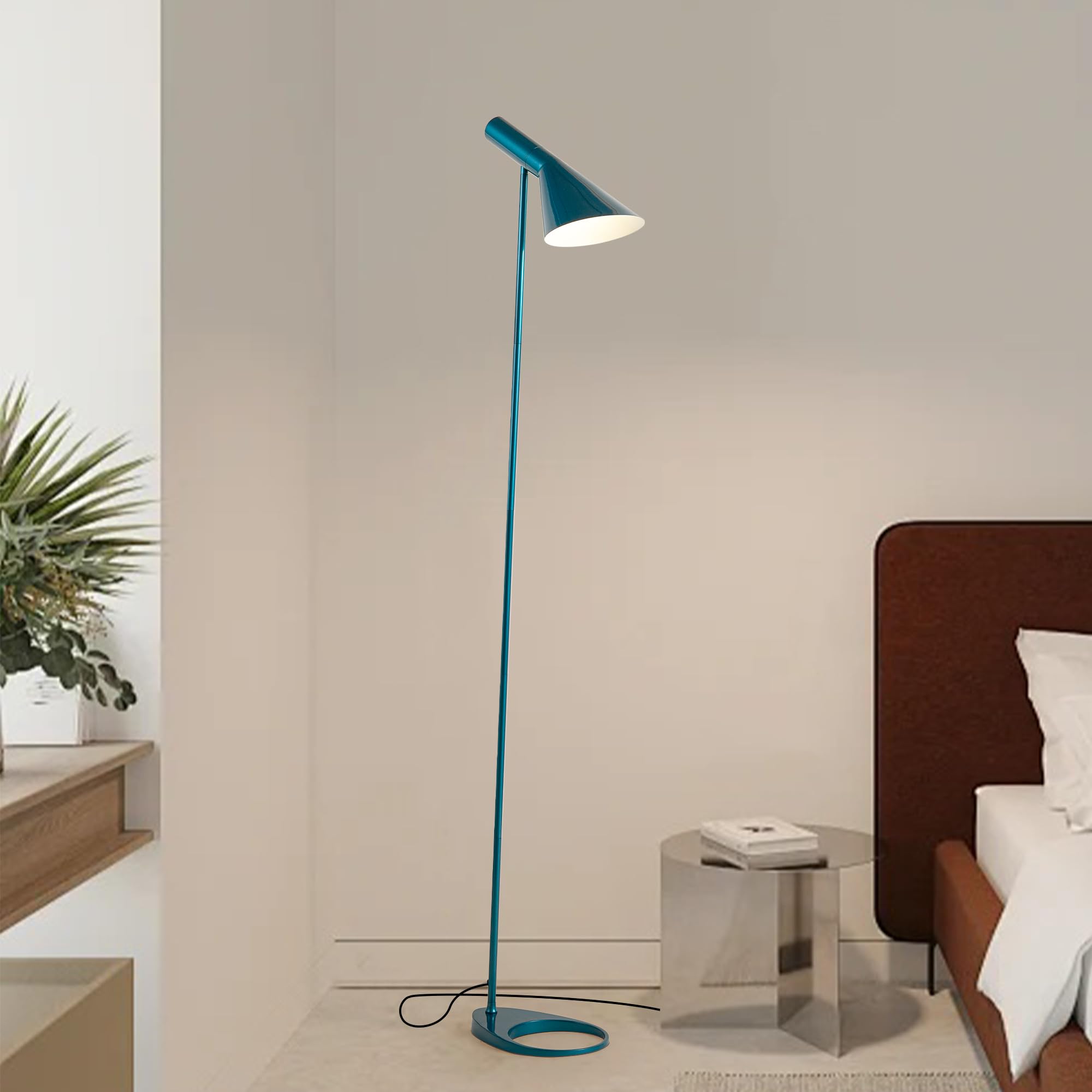 Photo 1 of Tall Standing Floor Lamp for Living Room Modern Metal Stand Lights for Office Corner Lamps LED Black Floor Lamp with Adjustable Head E26 Socket for Bedroom Bedside Reading (Dark Blue)