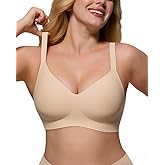 As Fairy Womens Soft Comfortable No Underwire Bras V Neck Seamless Push Up Bralettes Full Coverage Tshirt Brassiere