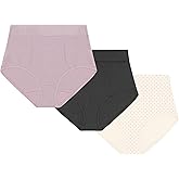 PLAYTEX Women's Light Tummy Control Underwear Briefs, 3-Pack, Cotton Stretch Underwear with Smoothing (Plus Sizes, too)