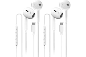NVNCEIW 2 Packs Wired Headphones for iPhone Earbuds with Built-in Microphone & Volume Control HiFi Stereo Nosie Reduction Earphones Compatible with iPhone 14/13/12/11/XR/XS/X/8/7/SE Support All iOS System